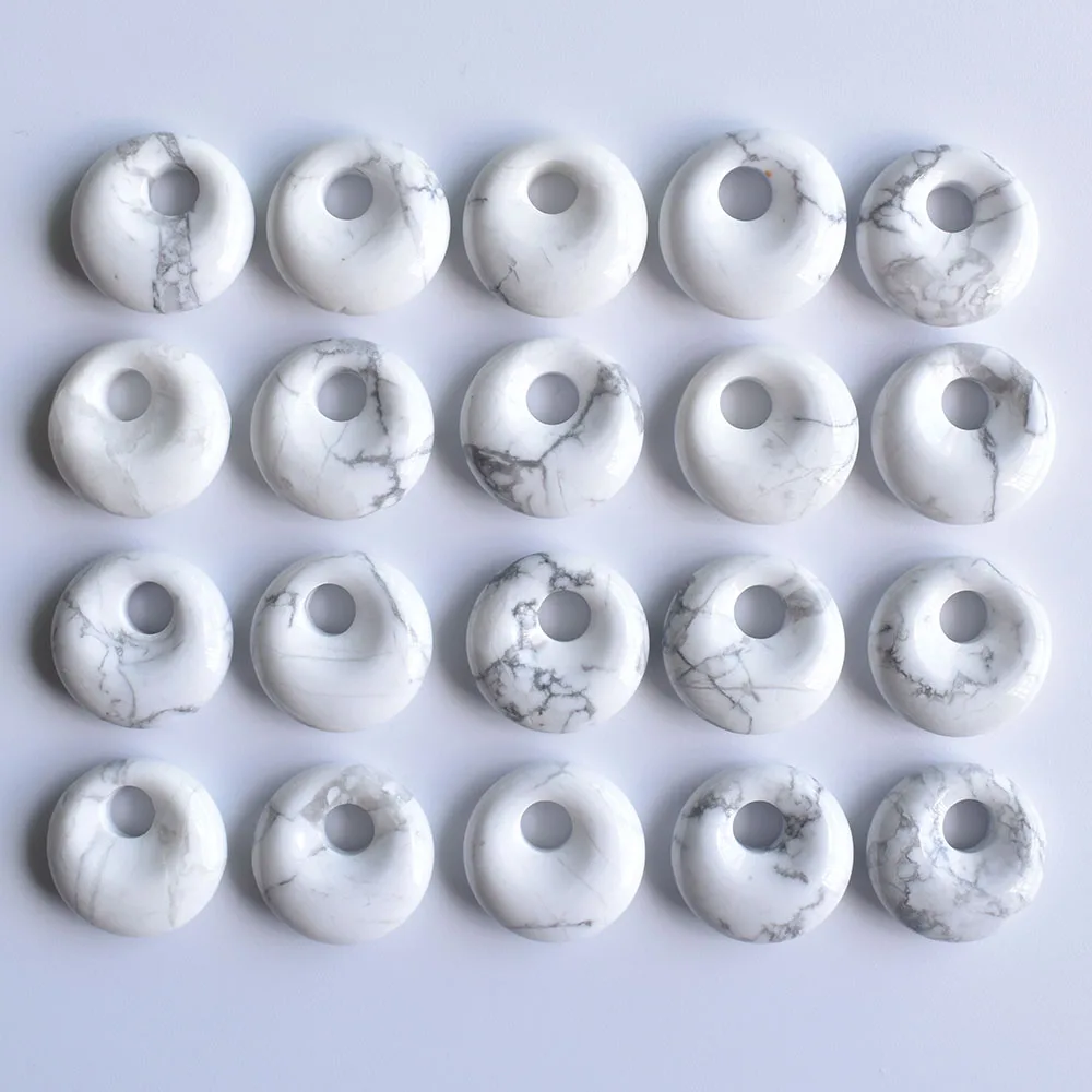 Modische, hochwertige, sortierte Naturstein-Gogo-Donut-Anhänger, Perlen 18mm für Schmuckherstellung, Großhandel 20 Stück/Los, kostenlos. – Detail 4