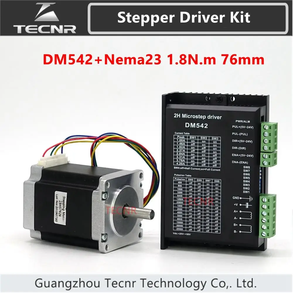 TECNR DM542 stepper motor driver kit with Nema23 motor 76mm 3A 1.8N.m