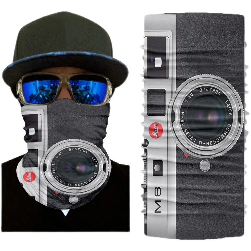 New 3D Printed Camera Tube Scarf Fun Face Shield Warm Motorcycle Neck Scarf For Men Multifunctional Magic Seamless Cover Bandana