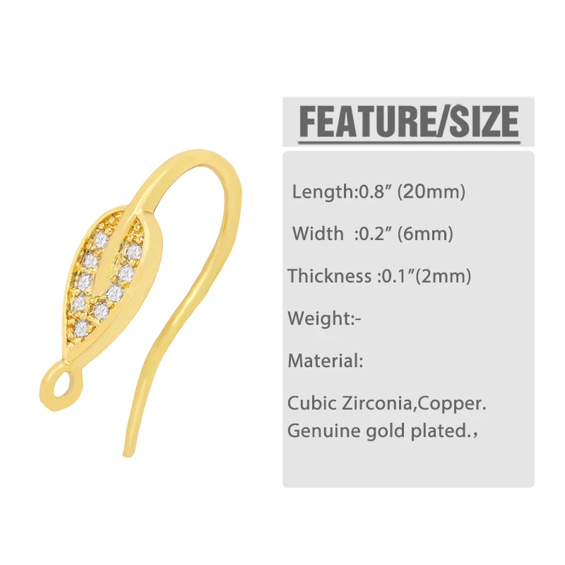 OCESRIO Brass Cubic Zirconia Earring Making Supplies Hoops Earring Hooks for Jewelry Making Accessories DIY erha080