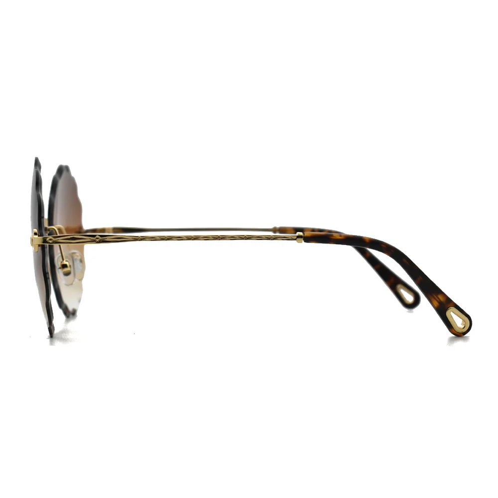 Vintage Rimless Sunglasses Women Fashion Luxury Brand Designer Round Flower Sun Glasses Ladies Retro Outdoor Gradient Shades Top