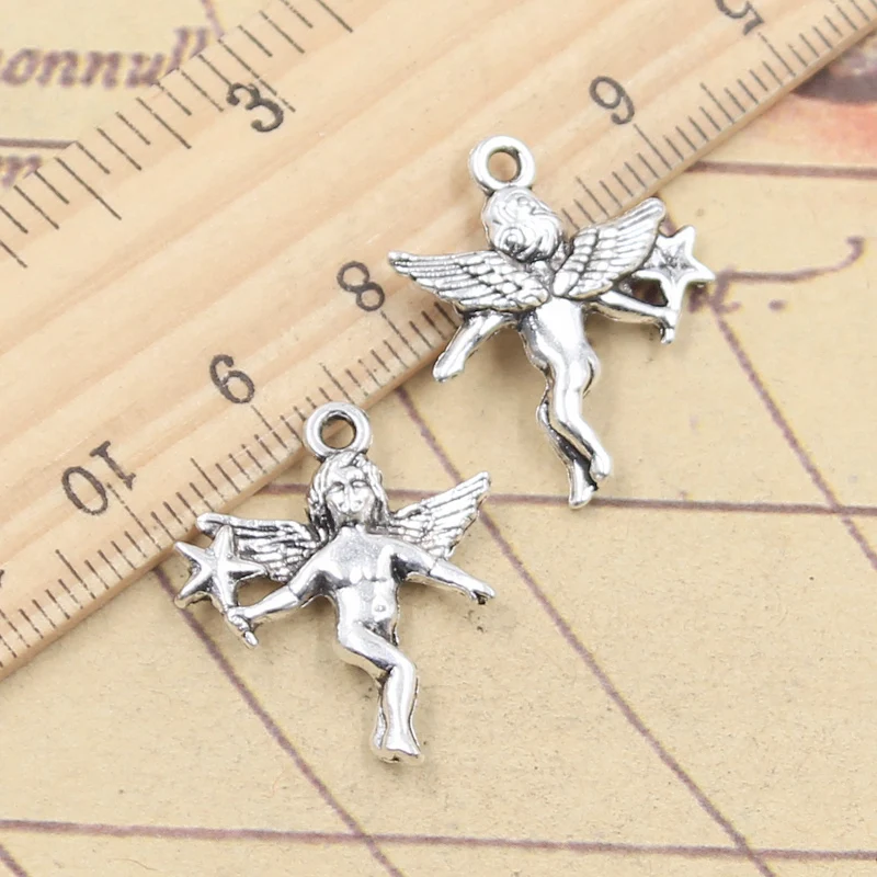 10pcs Charms Angel With Star Magic Wand 24x20mm Tibetan Silver Color Pendants Antique Jewelry Making DIY Handmade Craft