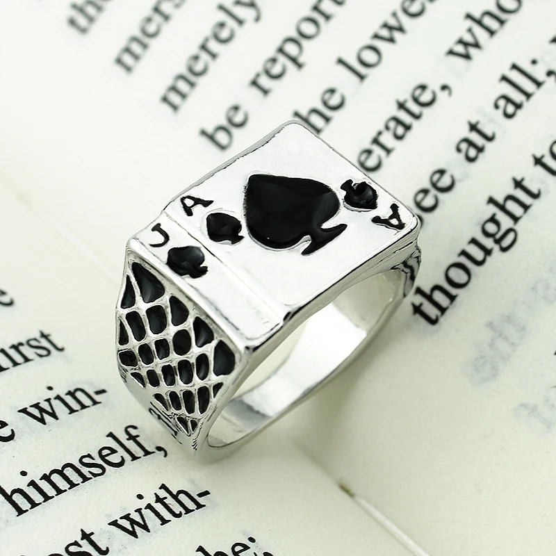 Fashion ring iron alloy refers to the ace of Spades Poker Rings Casino Poker Card Game Ring Men Women Jewelry Wholesale