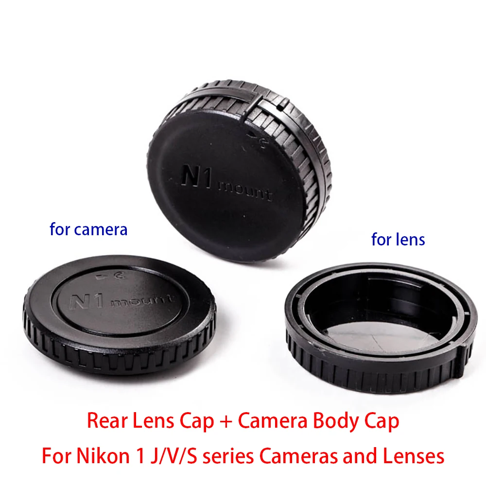 For Nikon 1 J/V/S series Cameras and Lenses , Rear Lens Cap + Camera Body Cap Set