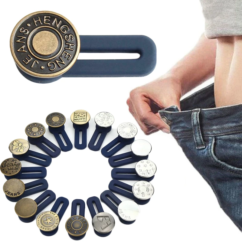 

3pcs Magic Free Sewing Buttons Adjustable Disassembly Retractable Jeans Waist Button Extended Buckles Pant Waistband Expander