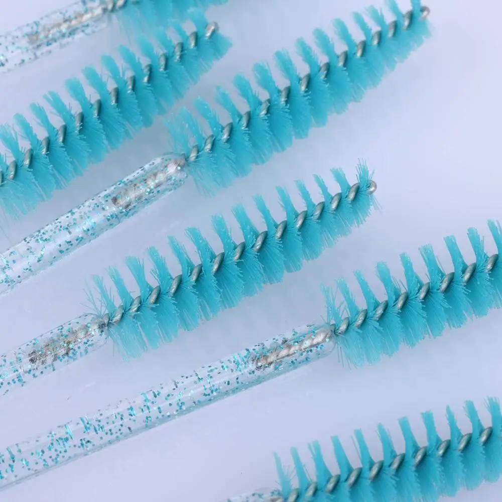 Brosse à cils en cristal jetable, 200 pièces, greffage, peigne à friser, baguettes de Mascara, pinceaux de maquillage de beauté bleus