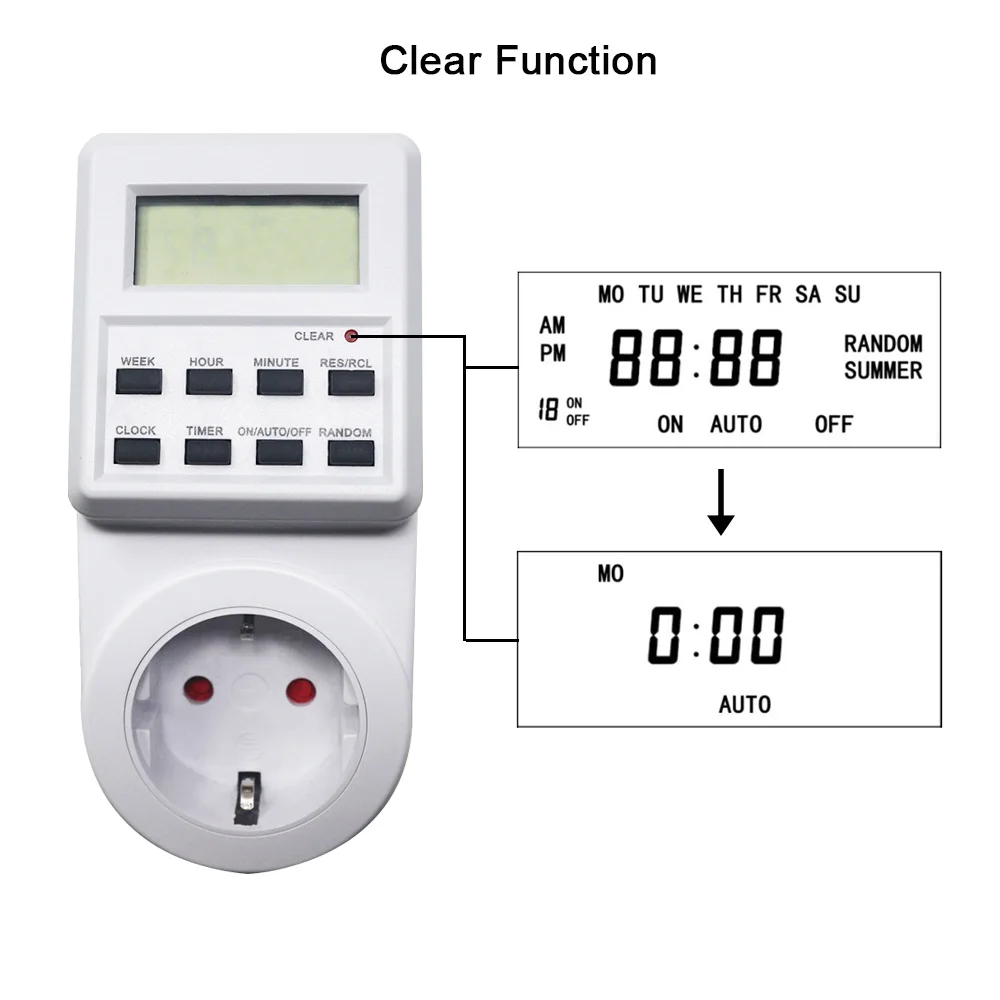 EU Plug Timer Switch Socket Save Energy 24/7 Days Digital Timer with Random and Summer Time Week Hour Programmable Socket AC 230