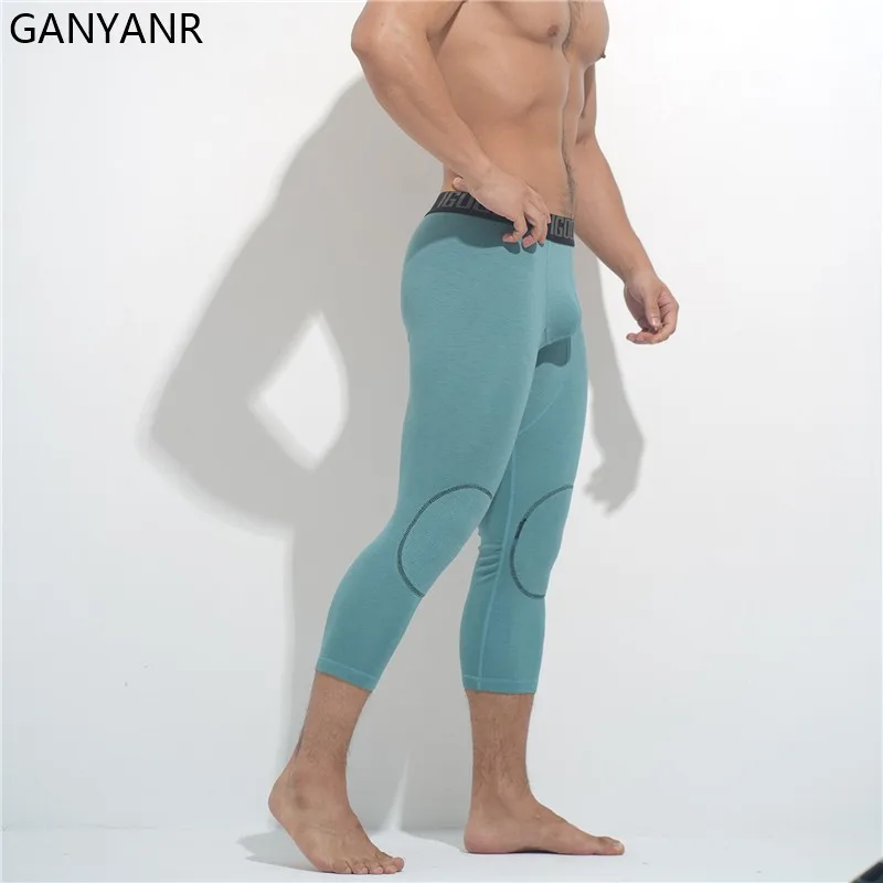 GANYANR Compression Pants Running Tights Men Gym Sportswear Leggings Fitness Sport 3/4 Sexy Basketball Yoga Trainig Workout Warm