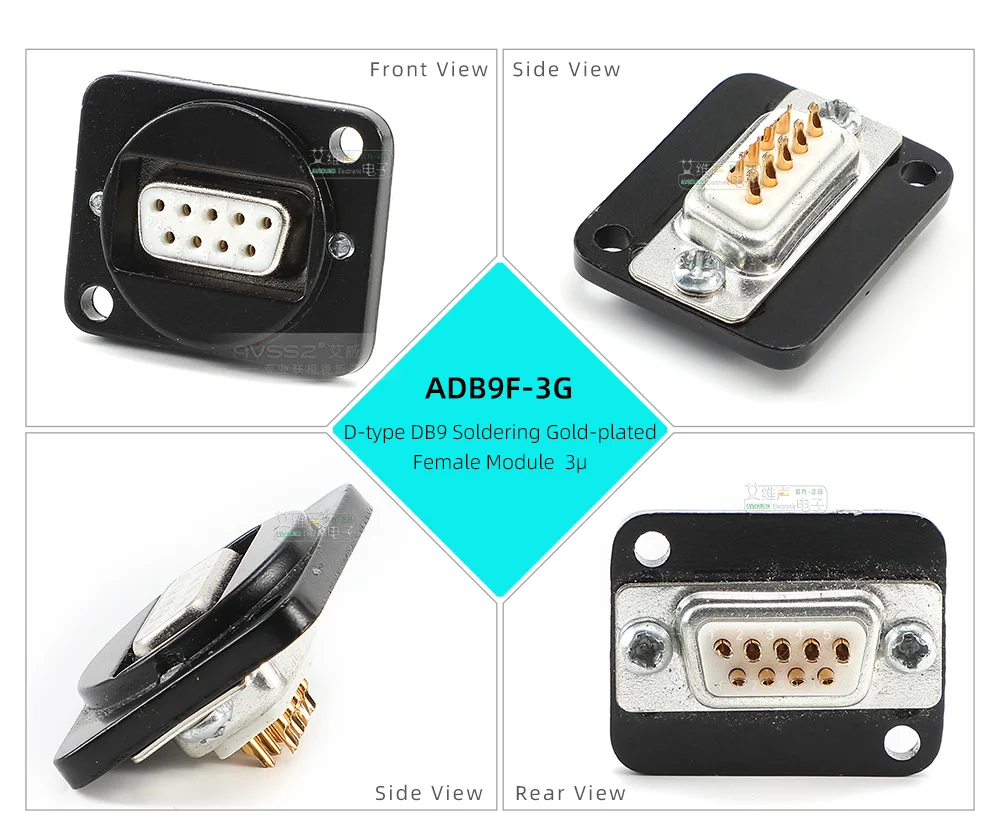 Typ D DB9-Montage 9-polige Datenbuchse Stecker/BuchseAdapter Abschließbarer Stecker ADB9FF 15 Informationsbox 86 Panel VGA vergoldet – Detail 28
