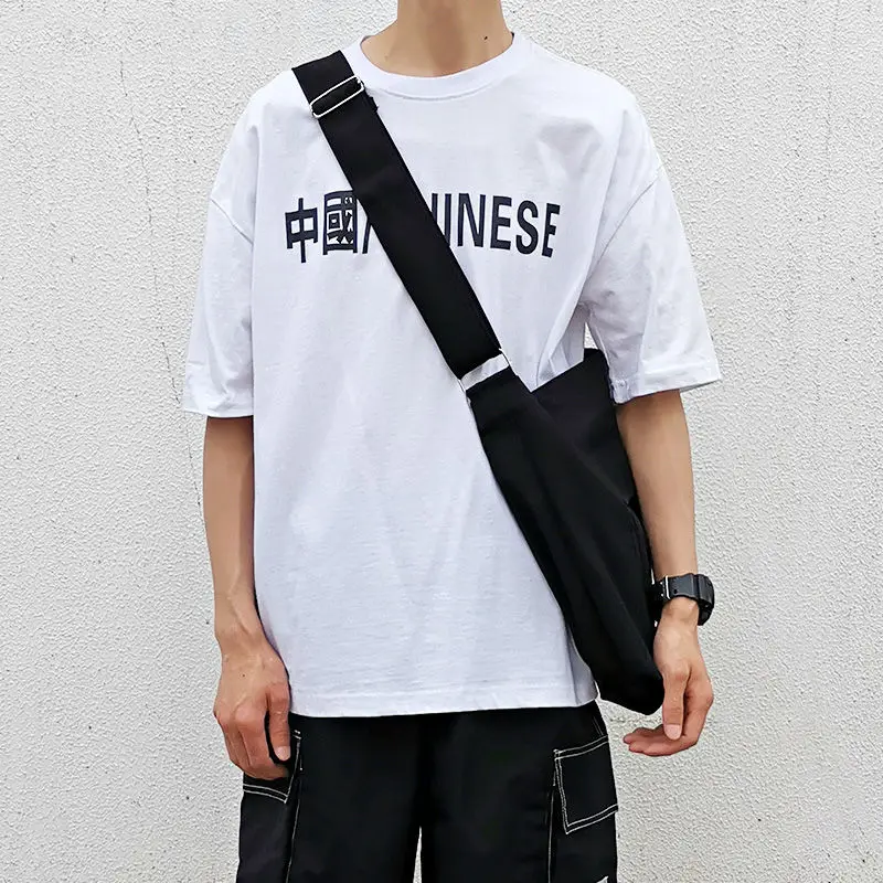 Crossbody Bags Men Canvas Portable Leisure Simple Harajuku Cool Streetwear Fashion Large Capacity Ulzzang Korean Style New Mens