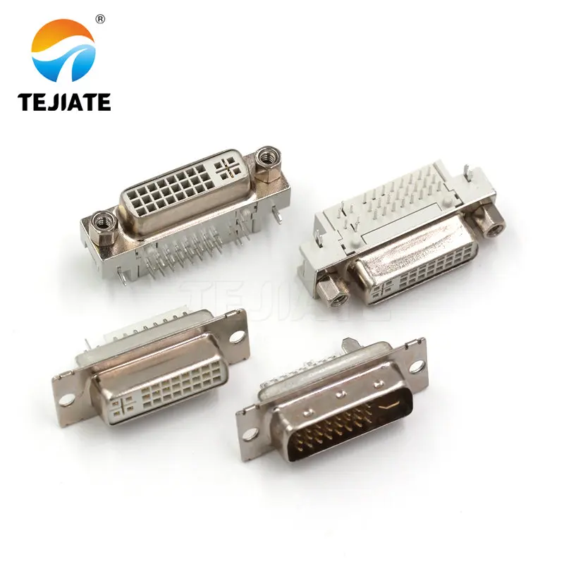 

5PCS DVI24+5 Solder-wire Male/Female Header DVI-I Connector Bent Female-header 90-degree DVI Adapter Plug Terminal