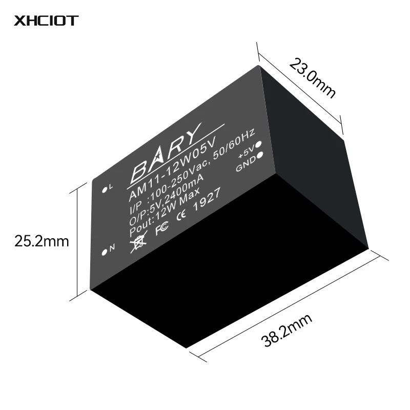 12W AC-DC Buck Power Supply Module AC80-250V DC5V 2400mA Fireproof Shell Small Size For LED Security Alarm AM11-12W05V XHCIOT