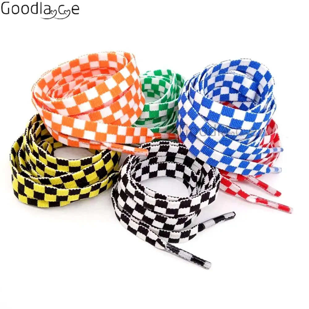 Good Quality Flat Shoe Lace Plaid Checkered Style Shoelace for Boots Shoes 140 CM