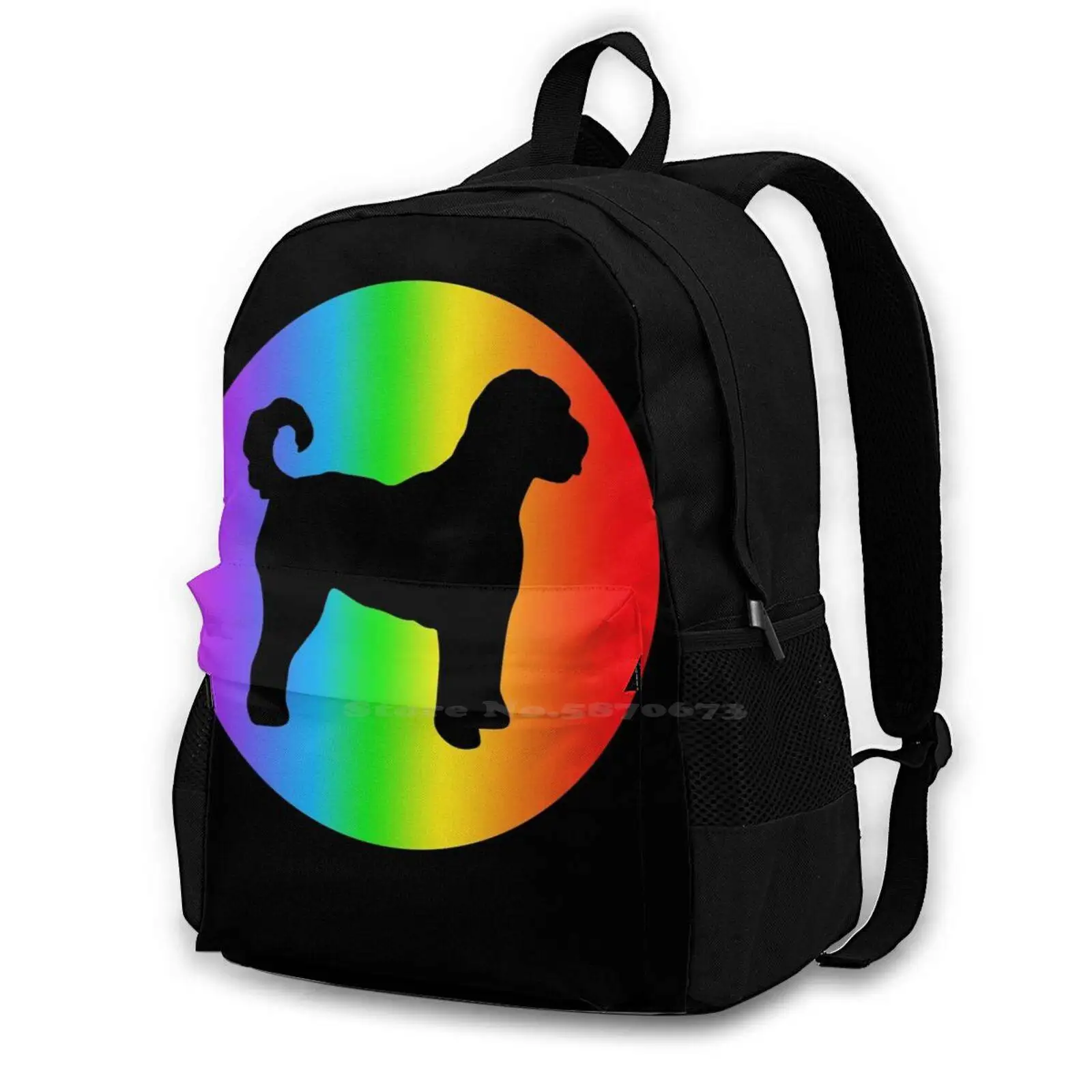 Dog Lover Rainbow Silhouette Gifts Hot Sale Schoolbag Backpack Fashion Bags Dad Owner Lovers Mom Design Rainbow Silhouette