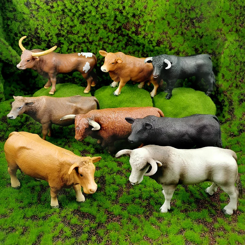 New Simulation Farm Cow Cattle Ox Bull Figurine Animal Model DIY Home Decor Miniature Fairy Garden Decoration Accessories Modern