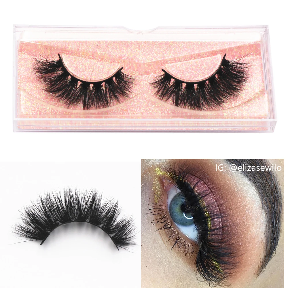 ขนตา 3D Mink Lash 100% โหดร้ายฟรีHandmadeเต็มStirp Lashes Fluffy WispyขนตาปลอมยาวDramatic Faux cils