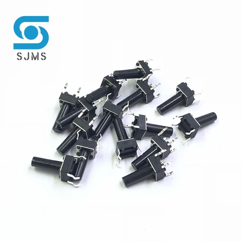 SJMS 20 Chiếc 6*6*13 Lược Công Tắc Đẩy Nút Nhúng 4 Pin Xúc Giác Nút Nhấn 6X6X13 Mm micro Switch Nút Cảm Ứng Xúc Giác Thiết Lập Lại Công Tắc