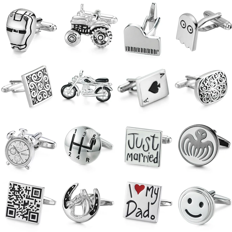 Brass plated silver hand color fashion men's Cuff Links retro style French shirt cuff links wedding party jewelry gifts