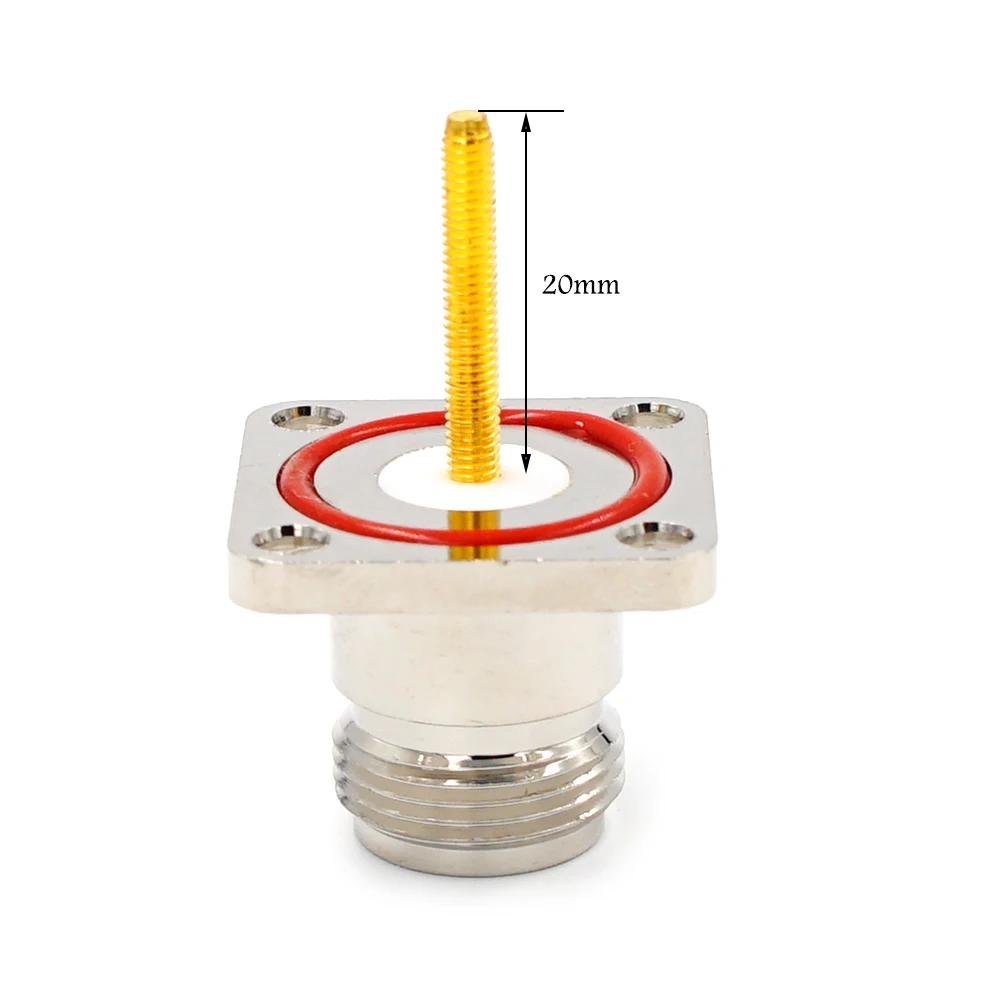 Wasserdichte N Weibliche 4 Loch panel Mount Jack RF stecker mit Flansch 25x25 4-loch panel mount N typ weibliche jack quadratische platte – Detail 1