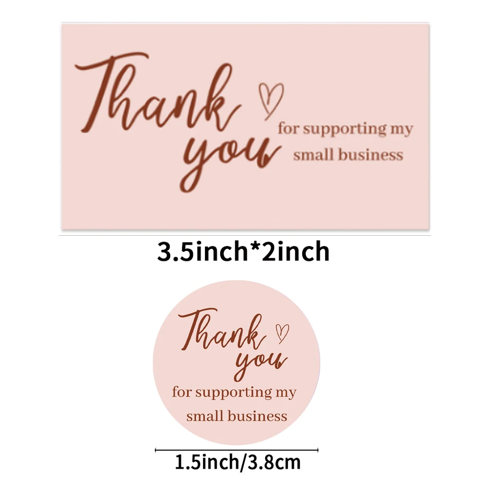 Pink Gold Leaf Thank You for Supporting My Business Card for Commercial Use Party Decor Stickers Invitation Envelope Label Card