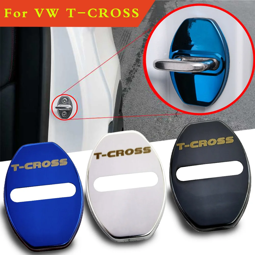 FLYJ 4PCS Car Door Lock Car sticker cover Protect Buckle Cover car Accessories For t-cross r R-line tcross rline