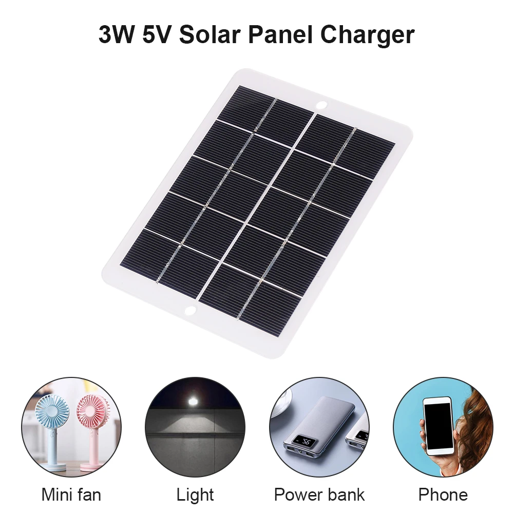 3W 5V USB Solar Panel Charger Cell Phone Charging Polysilicon Travel DIY Charger Generator Power Bank USB Solar Panel