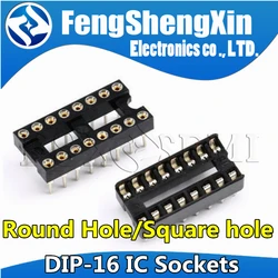 10 adet DIP-16 yuvarlak delikli kare delik 16 Pins 2.54MM DIP DIP16 IC yuva adaptörü lehim tipi IC konektörü