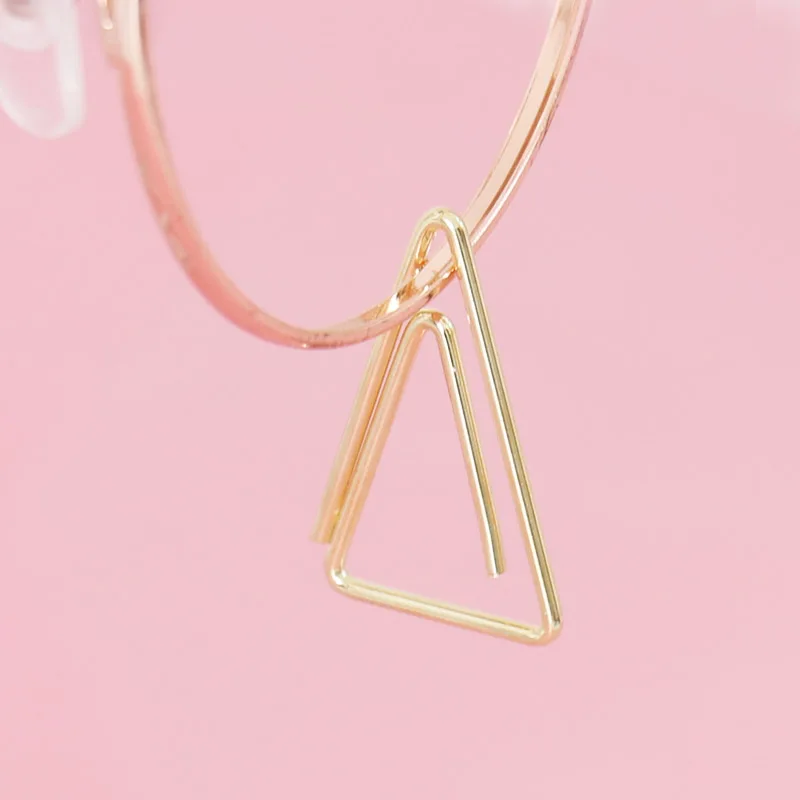 Gold Triangle Paper Clip Metal Pin Simple Modeling cute Stationery Paper Clips Planner Clip Cute Clip Paperclips Lot Clips Metal