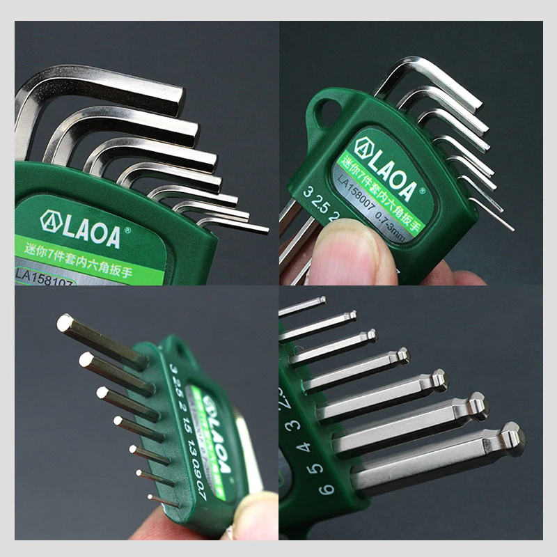 LAOA S2 alloy steel mini hex wrench small miniature 0.7/0.9/1.3/1.5/2/2.5/3mm Spanner Allen Key