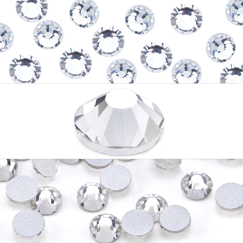 SS3-SS40 Clear Crystal Rhinestones Non Hot Fix Glue On Silver Flatback 3D Nail Art Rhinestones Glitter Crystal Gems Decorations