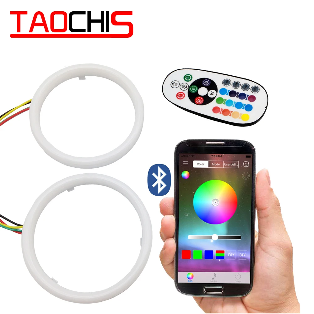 

TAOCHIS RGB Angel eyes Mobile Pone APP Remote Control 60mm 70mm 80mm 90mm 95mm Auto Car Head Light Retrofit