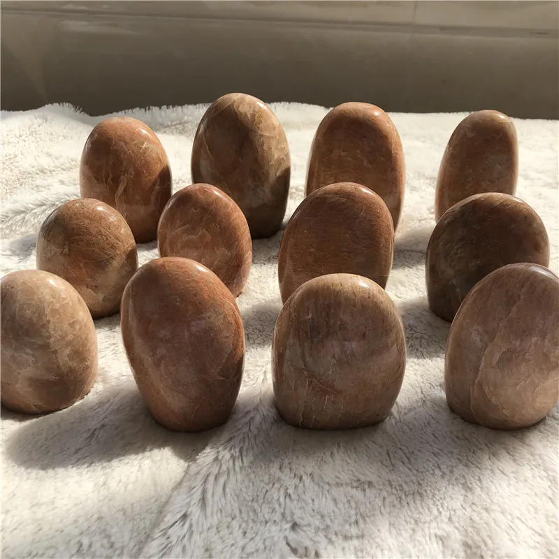 natural crystals healing stones orange sunstone quartz free form moonstone crystal stand
