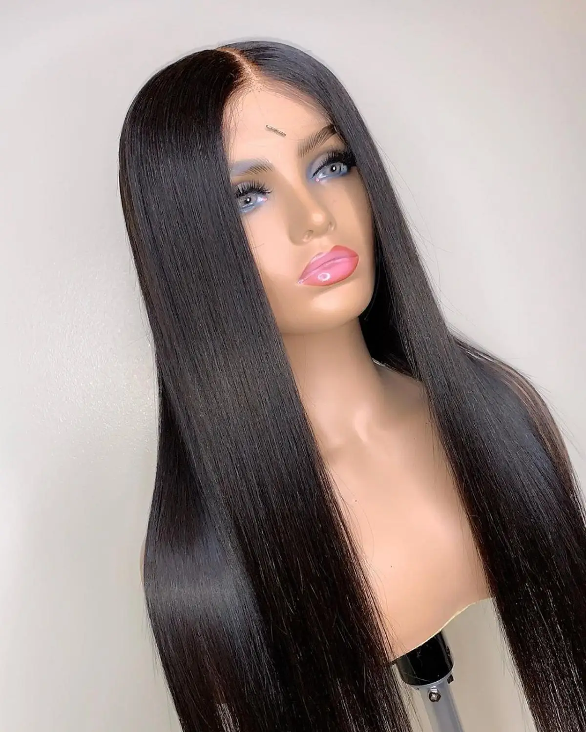 Dlme-peruca lace front, preta, sintética, resistente ao calor, substituição, para mulheres negras