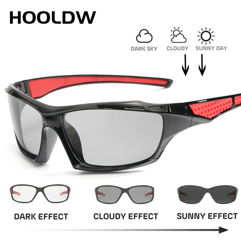HOOLDW Photochromic Sunglasses Men Driving Polarized Sun Glasses Male Anti-glare Goggle Chameleon Glasses Change Color Eyewear
