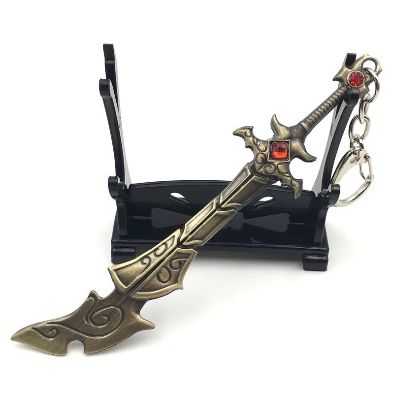 Game LOL Keychain League Of Legends Superhero Weapon Model Metal Pendant Key Rings Fans Nice Souvenir llaveros Jewelry Gift 12CM