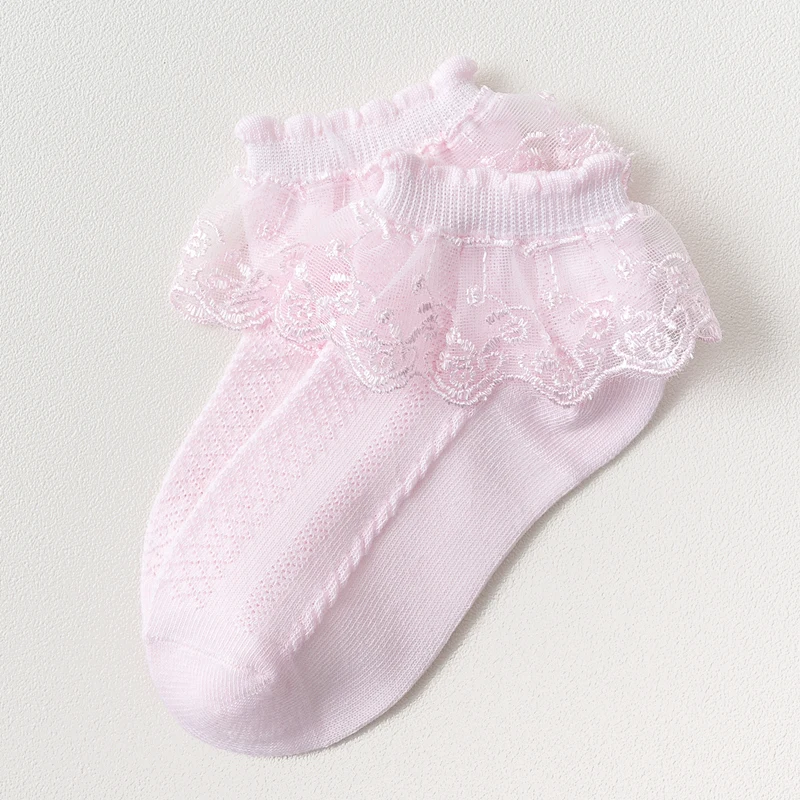 Summer Fashion Kids Socks Baby Girl Ruffle Sock Cute Baby Frilly  Toddle Designer White Pink Lace Kid Cotton Socks For Girls