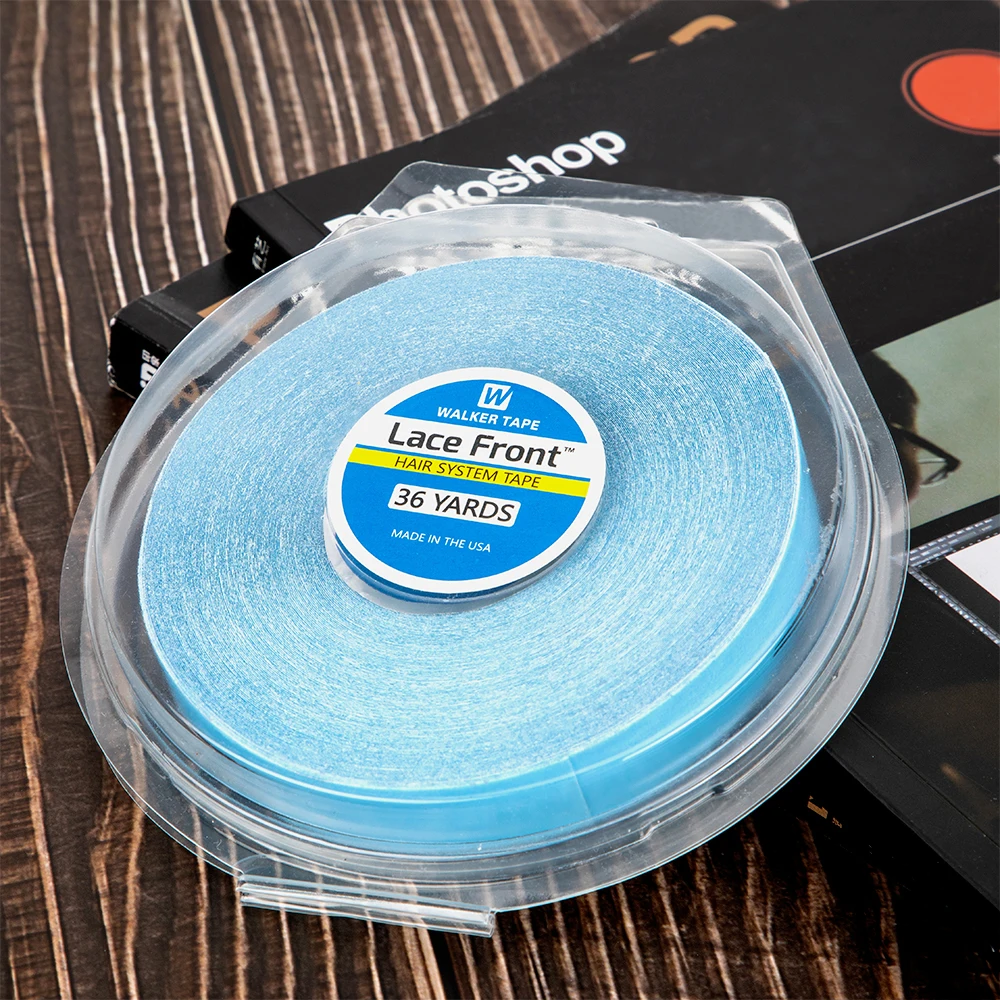 36Yards Hair System Tape Double Side Walker Tape 0.8Cm Blue Lace Front Wig Tape For Toupee Sweatproof Ultra Hold Wig Tape 2.54Cm