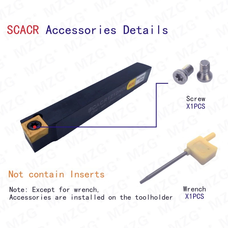 Mosask-cortador de usinagem scacr, suporte de ferramentas com barra de perfuração externa para torno cnc
