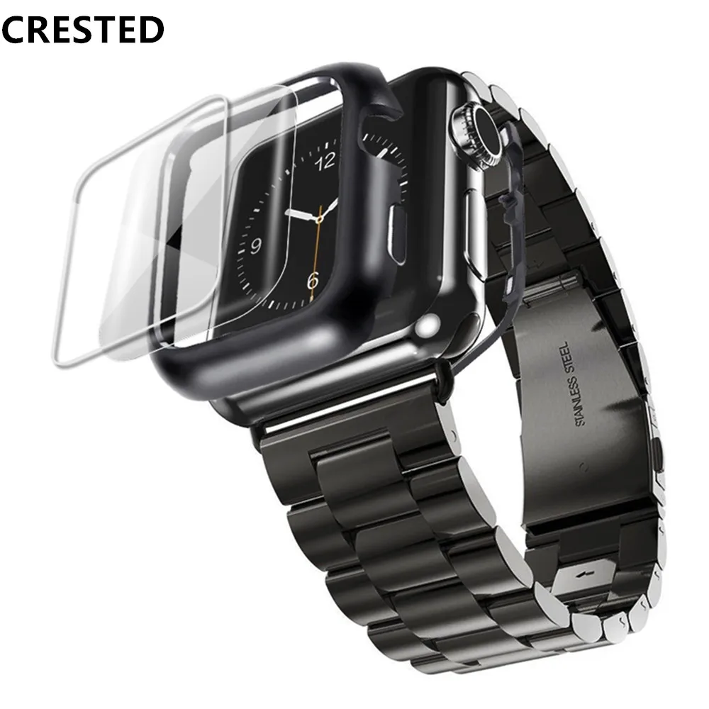 Stainless Steel case+Strap For Apple Watch band 44mm/40mm iwatch band 42mm/38mm Bracelet watchband apple watch band 5 4 3 se 6