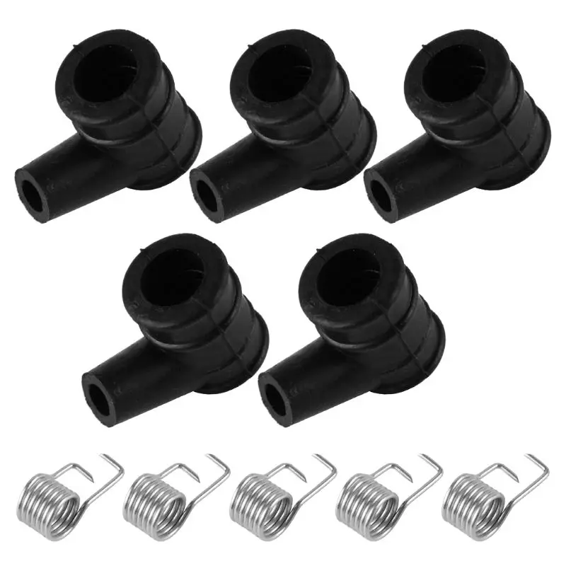 5 Kit Ignition Coil Cap & Spring Replacment Fit For 2 Stroke 4500 5200 5800 45CC 52CC 58CC Chainsaw Garden Tool