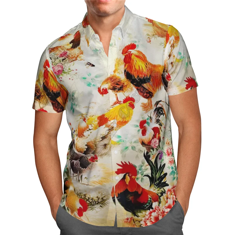 Hawaii Shirt Hawaiian beach Summer Parrot Flowers 3D Printed Men's Shirt Harajuku Tee hip hop Casual shirts 24