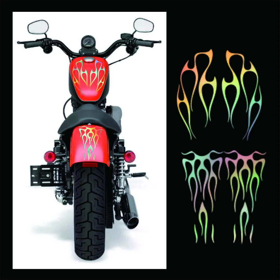 Motorcycle Laser color Flame style Gas Tank Decals Stickers For Honda Universal