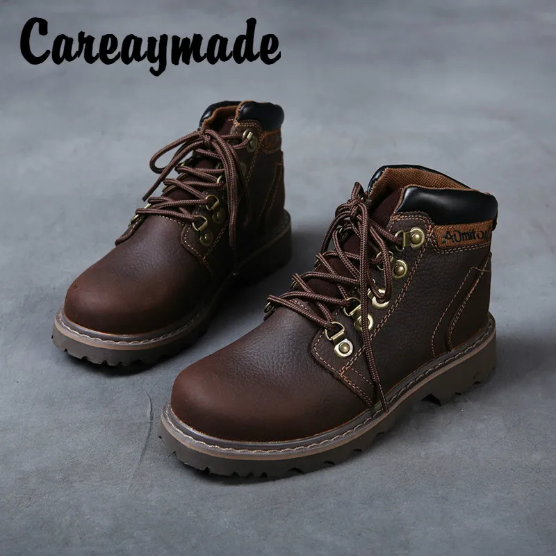 Careaymade-Couple leather Casual boots European and American retro outdoor motorcycle boots,leisure boys and girls short boots