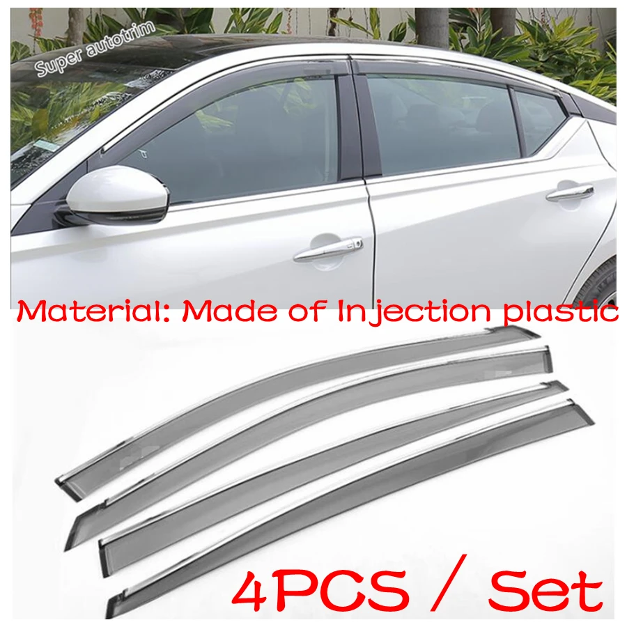 Car Side Visor Vent Shades Sun Rain Wind Deflector Awning Shield Guard Cover Trim 4PCS Fit For Nissan Altima Teana 2019 - 2023