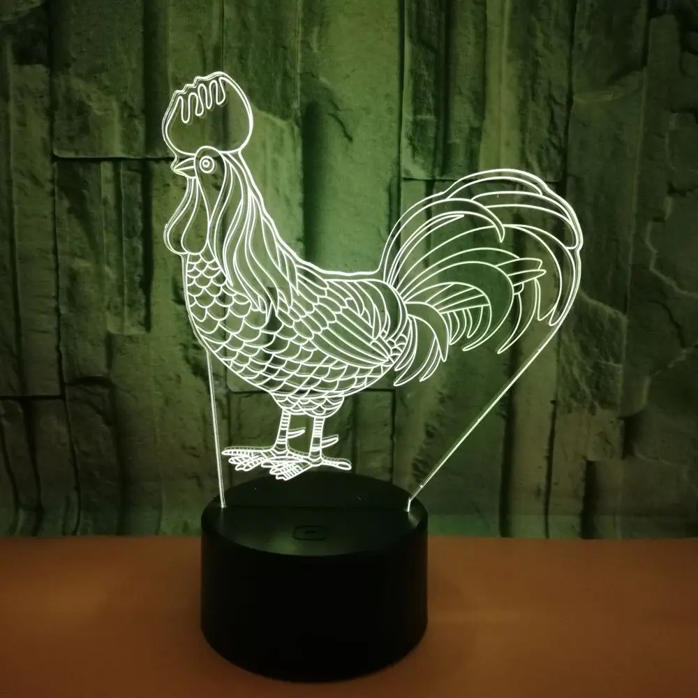 Cock Rooster Chick Acrylic 7Colors Desk Lamp 3D Lamp Novelty Child Gift Led Night Light Millennium Falcon Light