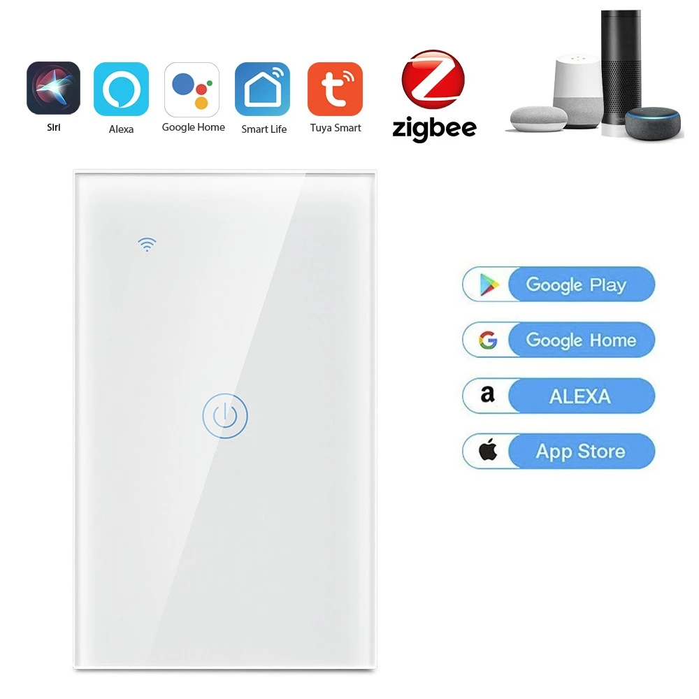 

Умный светильник ель света US Tuya Zigbee, сенсорная панель со стеклянным экраном, голосовым управлением, дистанционным управлением с Alexa Google Home