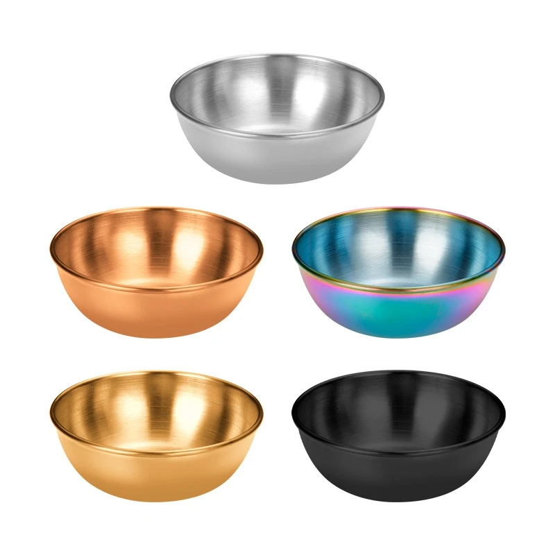 Small Seasoning Dish Stainless Steel Gold Silver Sauce Bowl Mini Japanese Sushi Dipping Bowl Mini Appetizer Plates Tableware