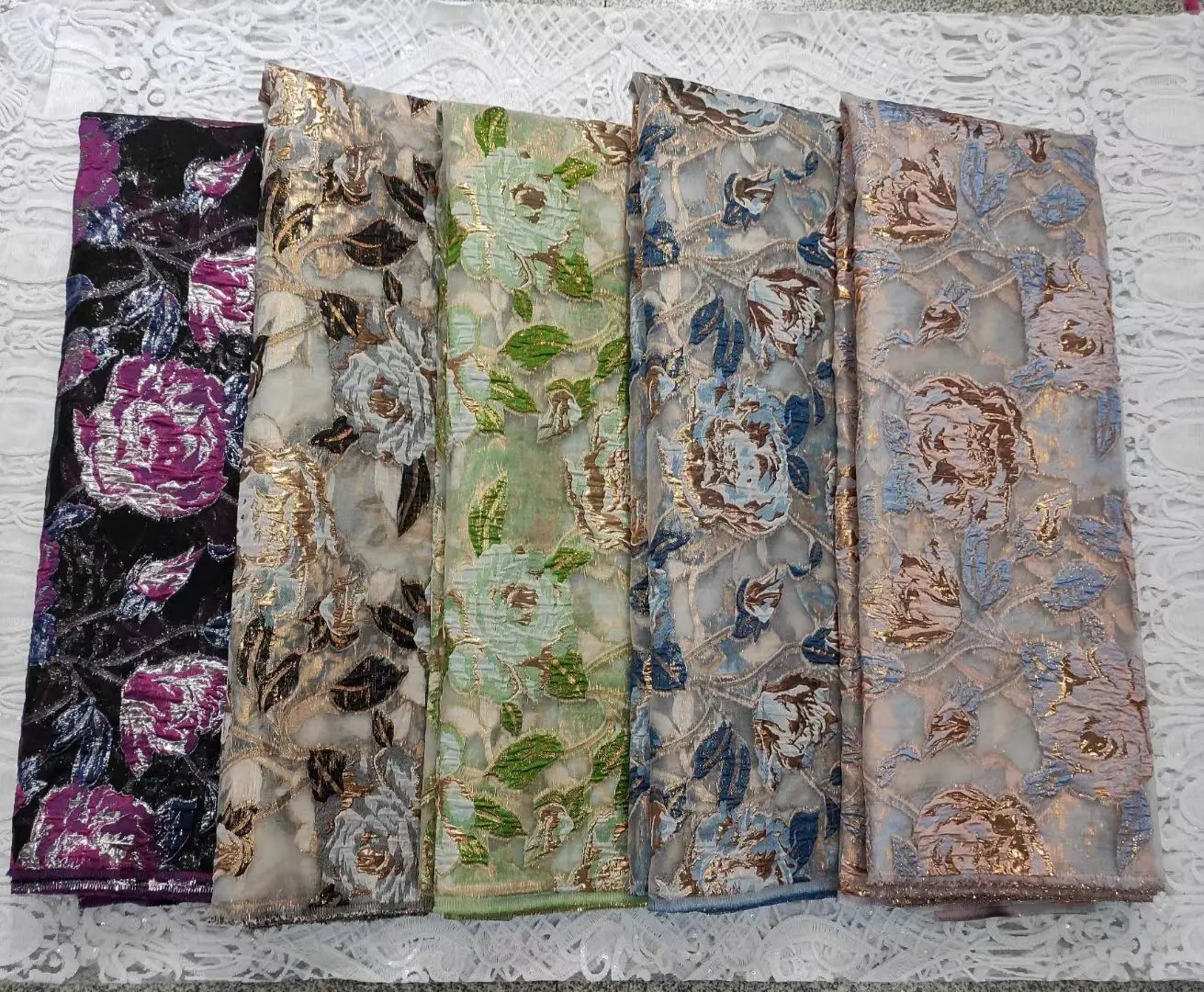 2024 High Quality Brocade Jacquard Fabric African Organza Mesh Cloth Nigerian Tulle Lace Material French Net Cloth Sewing DJO20