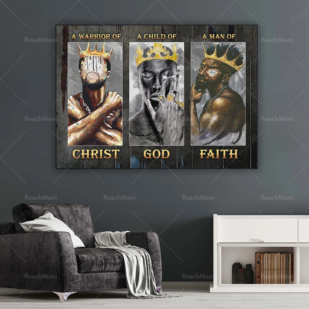 Black King Poster, Warrior of Christ, Gift of God, Lion King Poster, Black African American Wall Art Print