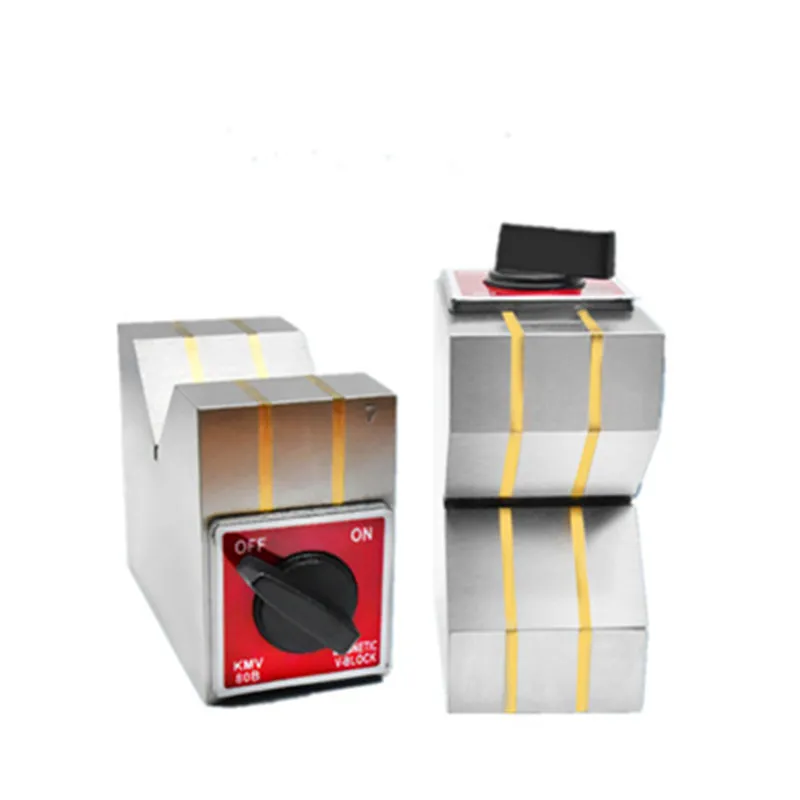 2Pcs 80B Magnetik Pada/Off V Blok Pemegang Magnetik V-Kotak Meja Kerja Kuat Mengukur Blok untuk Linear Dune